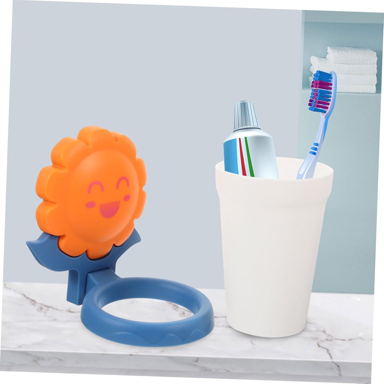 FRCOLOR Cartoon Toothbrush Holder with Storage Cup