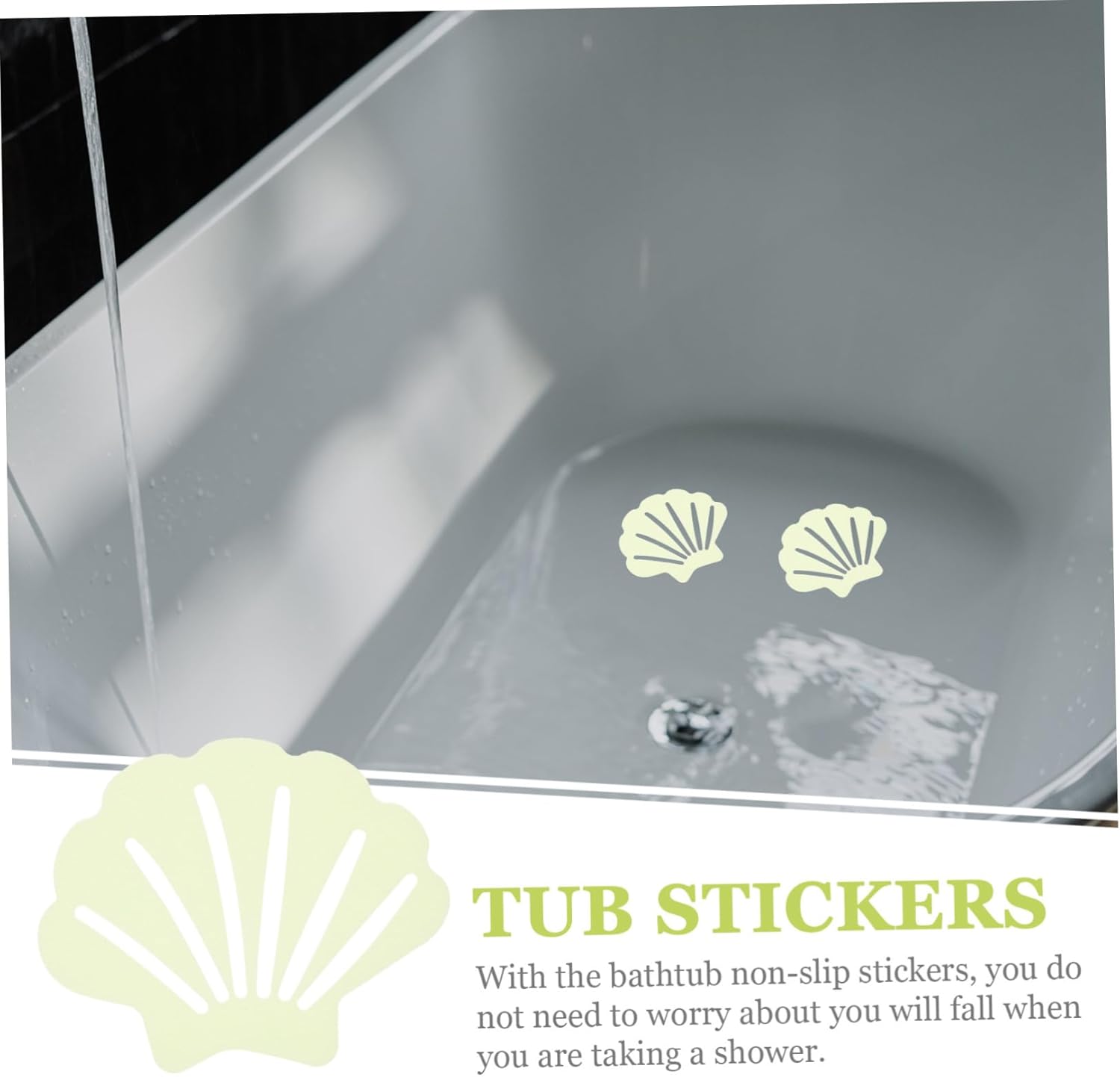 PRETYZOOM 30PCS Bathtub Non-Slip Stickers Shell Shape Decals