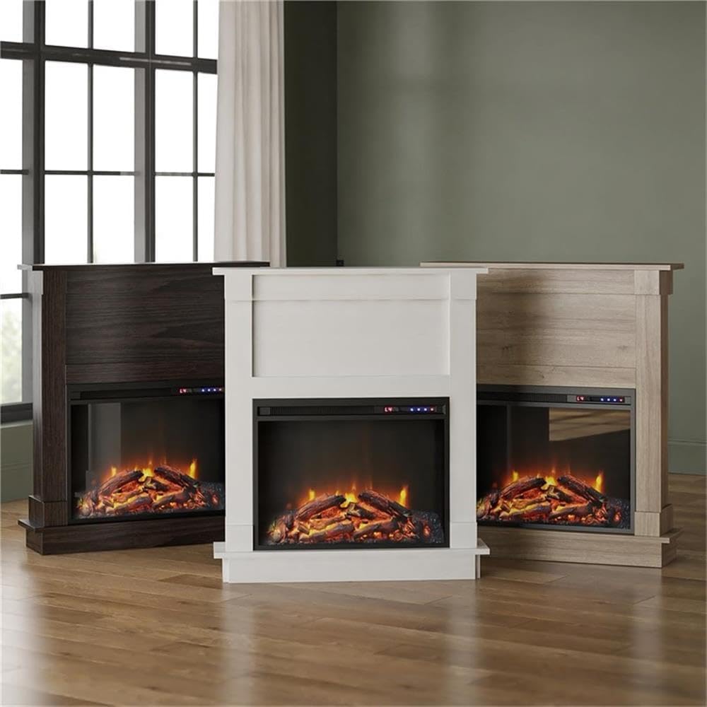 Ameriwood Home Ellsworth Electric Fireplace with Mantel White