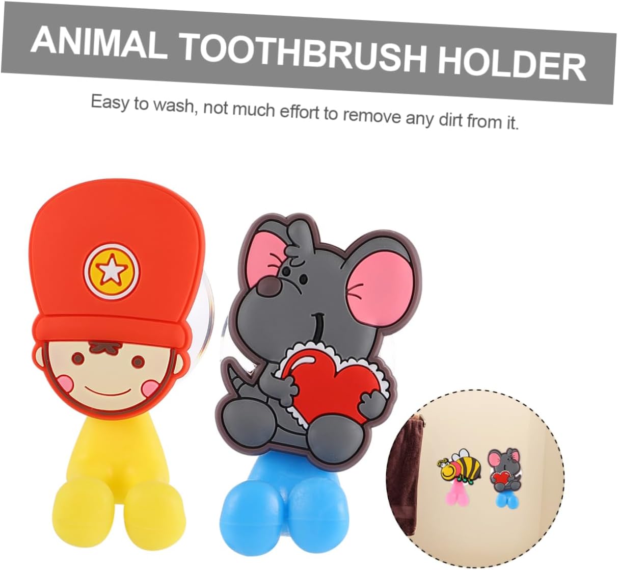 HOLIDYOYO 3Pcs Dinosaur Toothbrush Holder Suction Wall Hangers for Bathroom