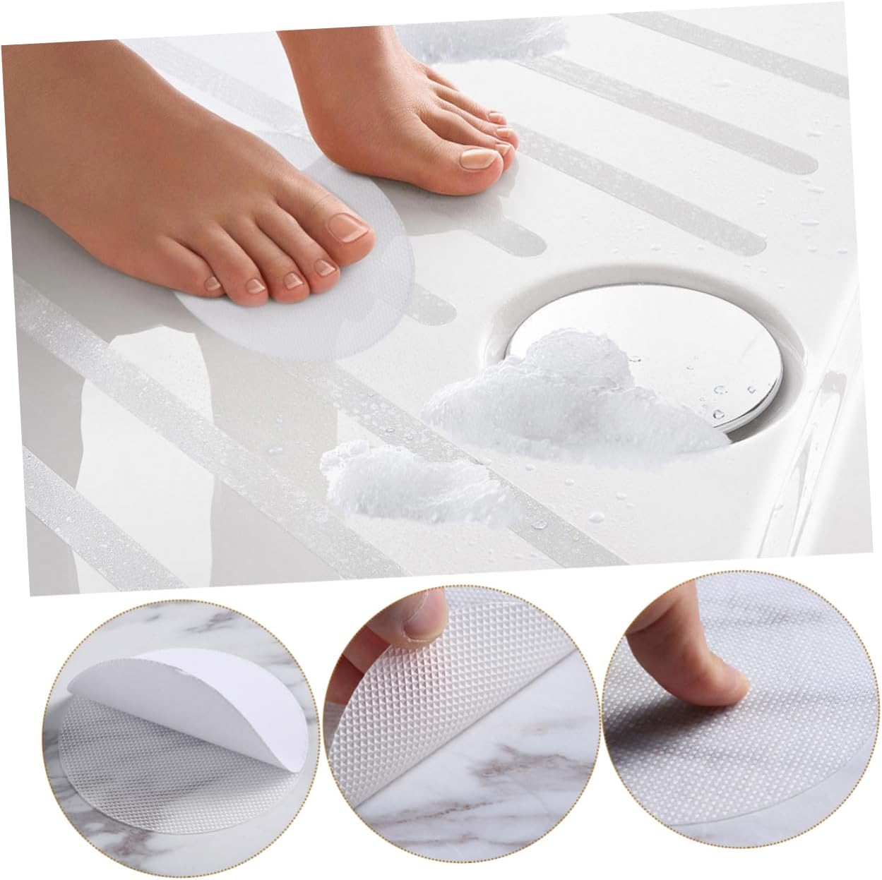 30 Pcs White Non-Slip Bath Stickers Peva Material