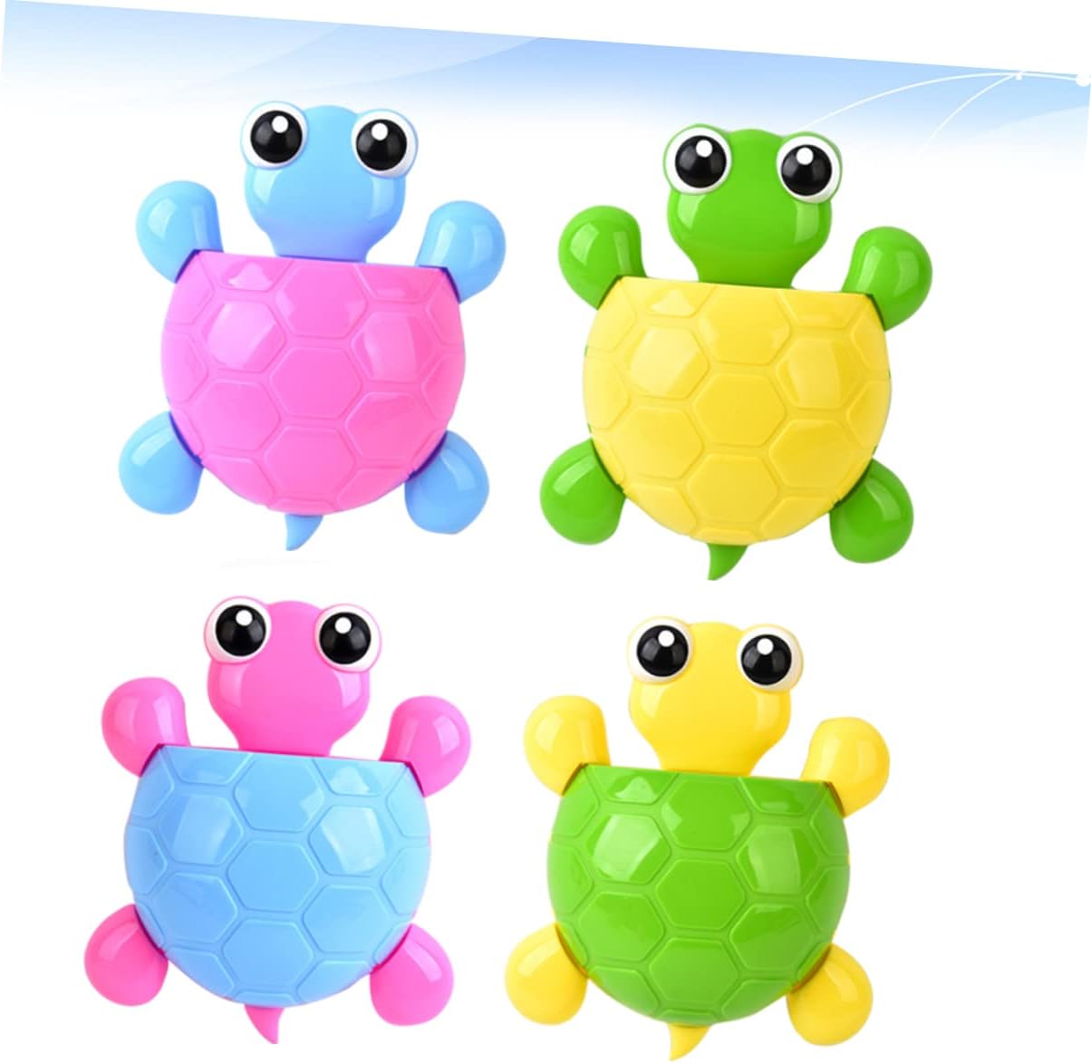 PRETYZOOM Cute Turtle Suction Cup Toothbrush Holder Set of 4
