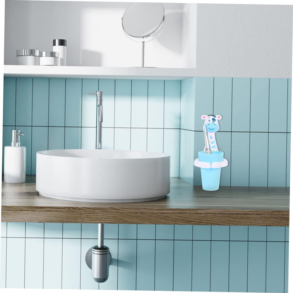 2Sets Cartoon Animal Toothbrush Holder Wall Mounted Storage Rack for Bathroom
