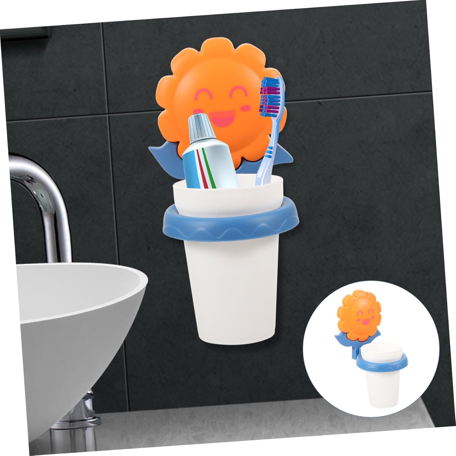 Healeved Cartoon Toothbrush Cup Rack Organizer