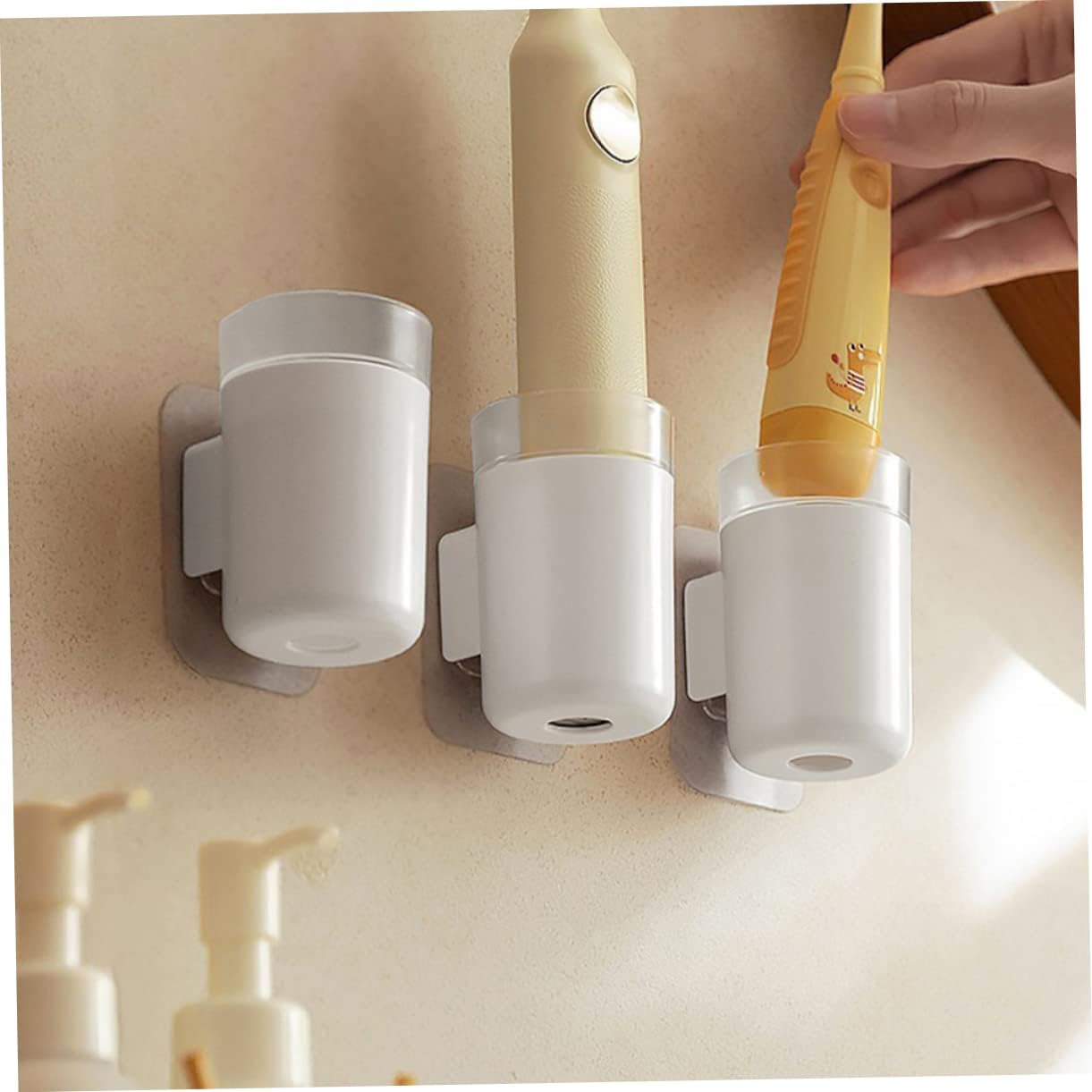 STOBAZA Wall Mounted Toothbrush Holder 8pcs Bathroom Organizer
