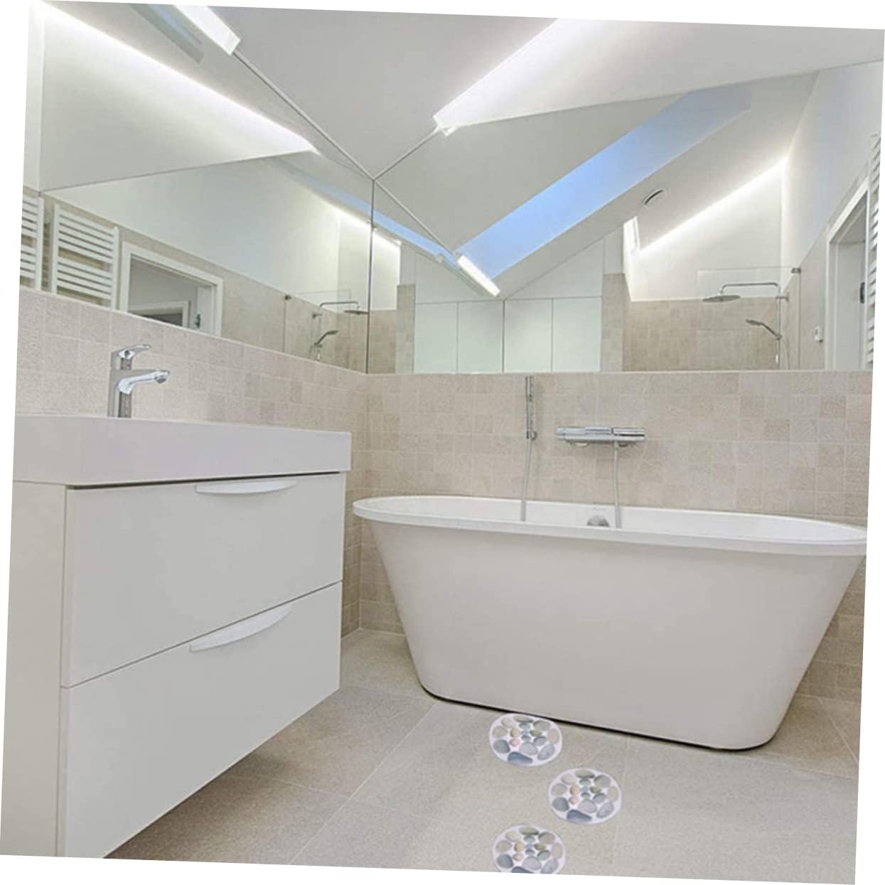 Healifty 14Pcs Anti-Slip Bathroom Stickers with Flower Design