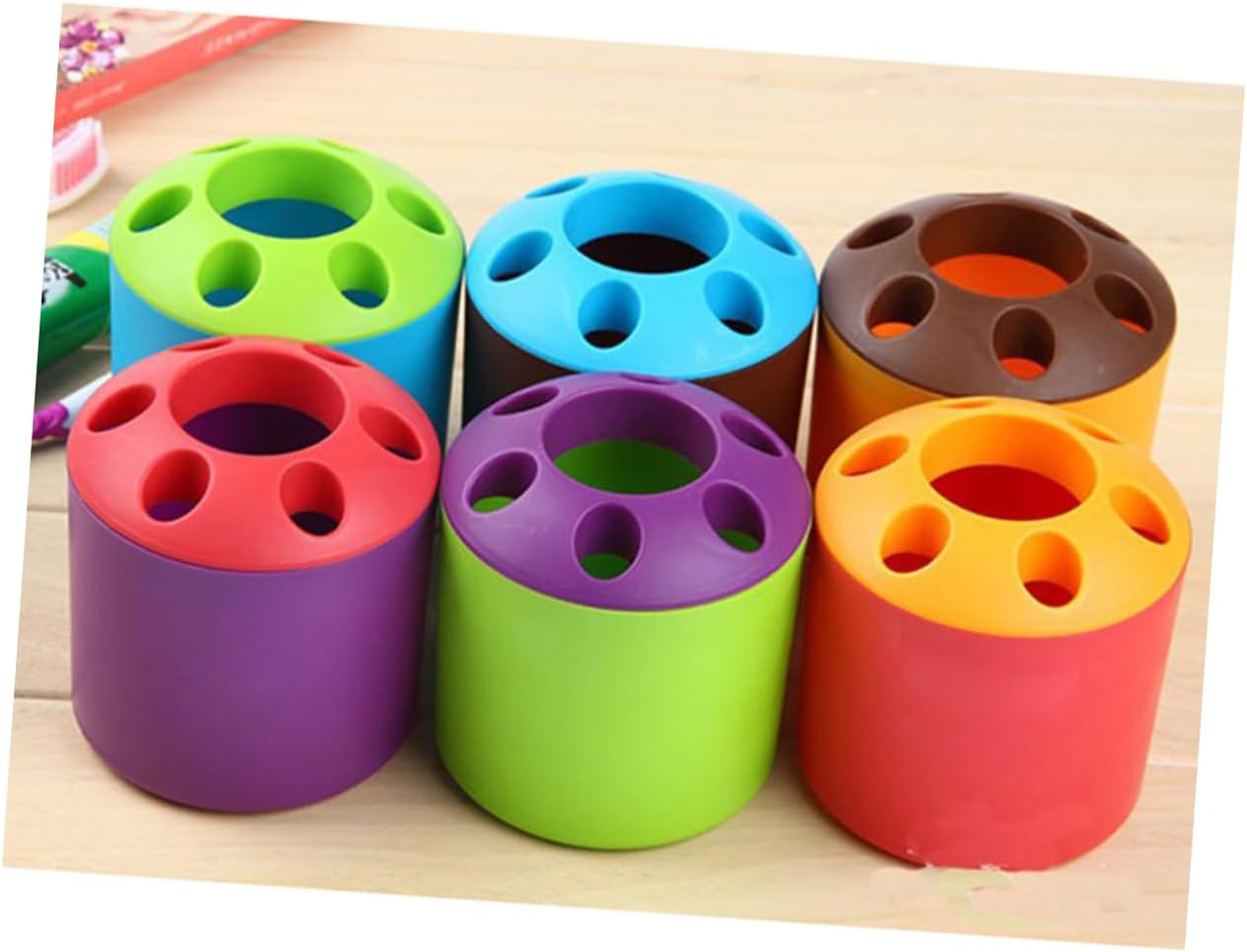 Cabilock 4 Slot Toothbrush Stand with Toothpaste Holder