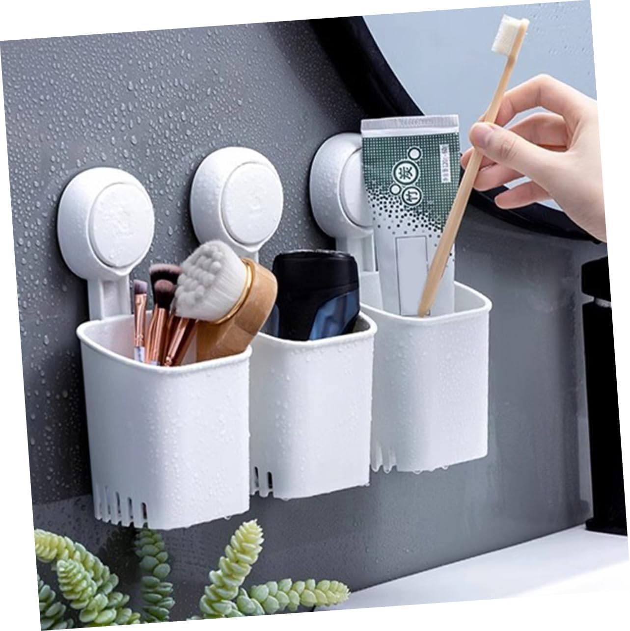 LIFKOME Wall Mount Toothbrush Holder with Suction Cup 1