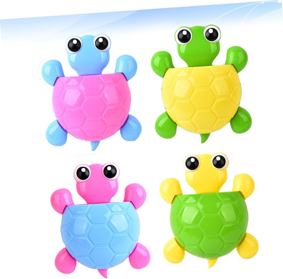 Ciieeo Cute Turtle Wall Mount Suction Cup Toothbrush Holder 4pcs Set