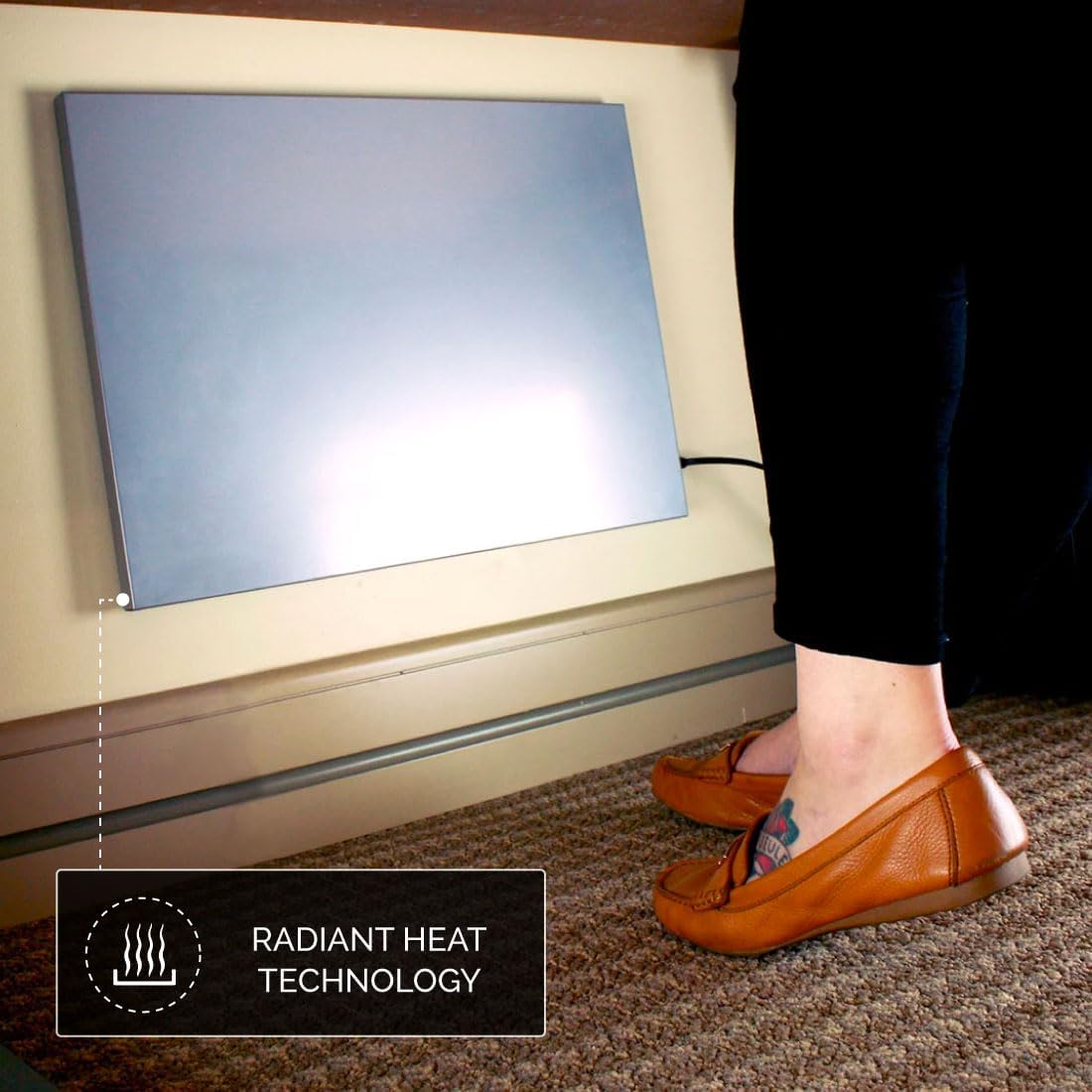 Cozy Legs Flat Panel Heater - 150W Energy Efficient Desk Mount