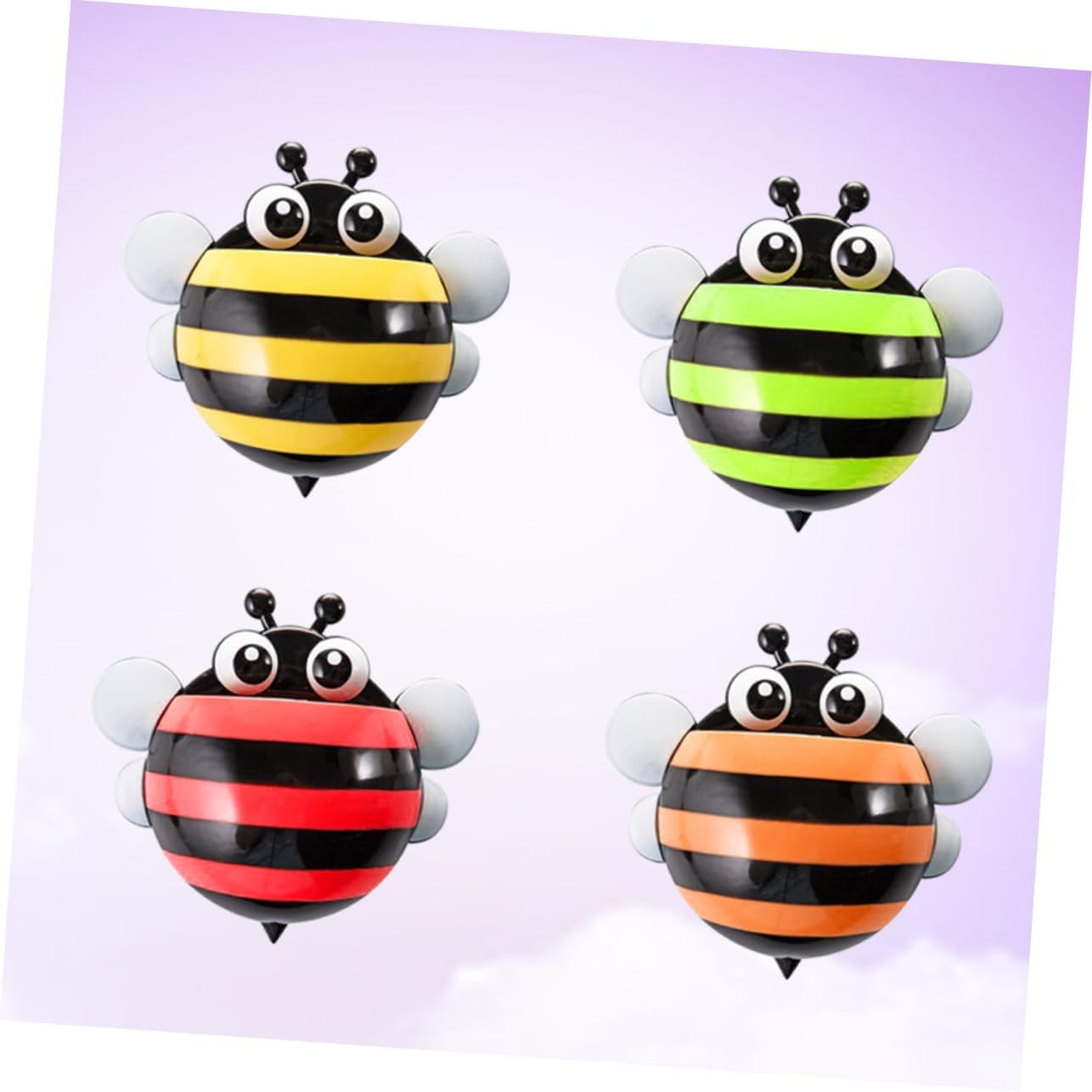 4pcs Cartoon Bee Wall Mount Toothbrush Holder with Suction Cup