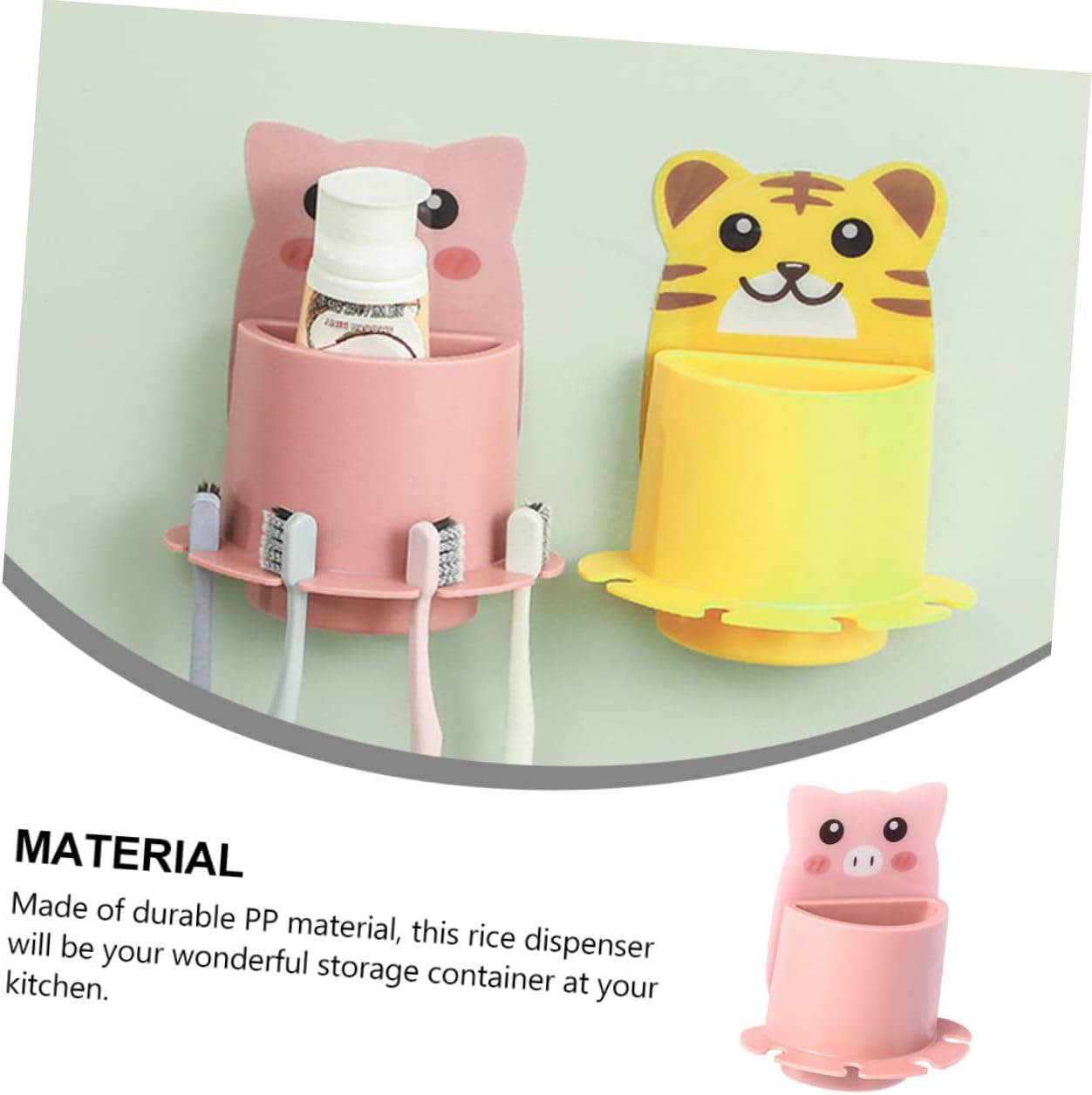 VOSAREA Cute Pig Toothbrush Holder Wall Mounted Storage Rack