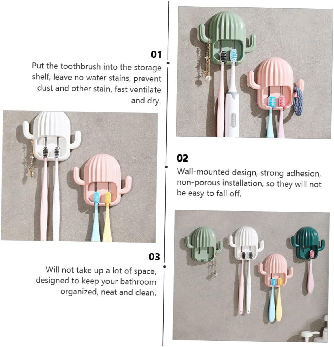 ABOOFAN 4pcs Cactus Toothbrush Holder Set 1