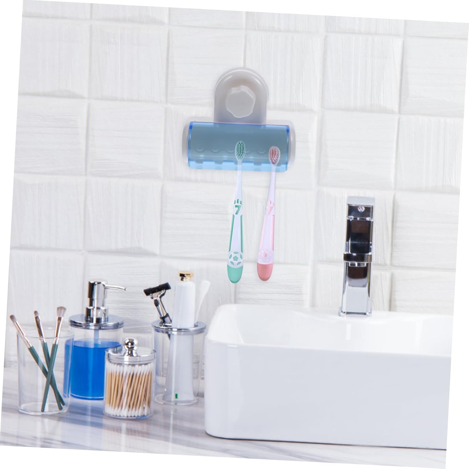 GLEAVI 2Pcs Wall Mounted Toothbrush Holder for Bathroom Space Saving Organizer