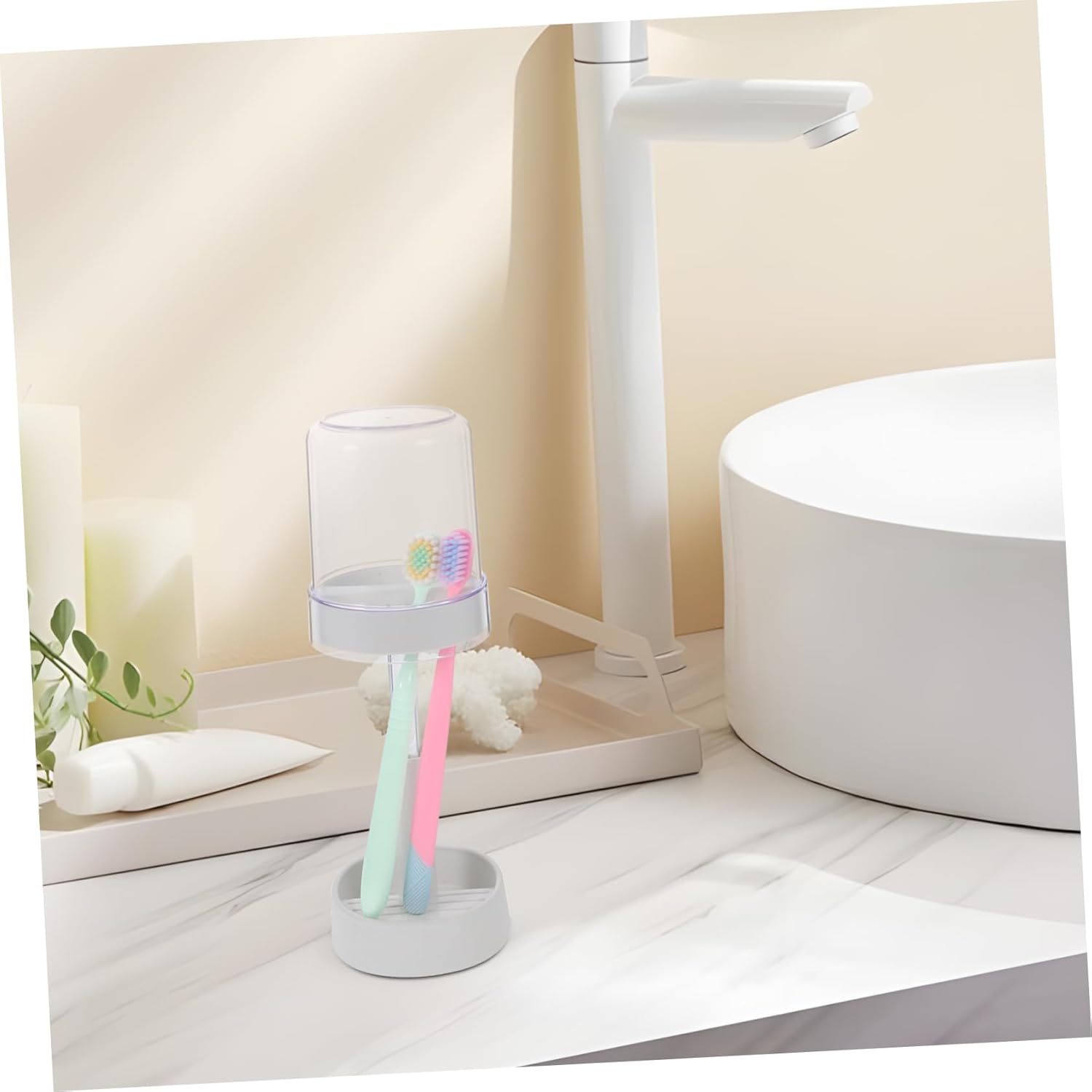BESTYASH Toothbrush Holder with Cover and Drain Tray