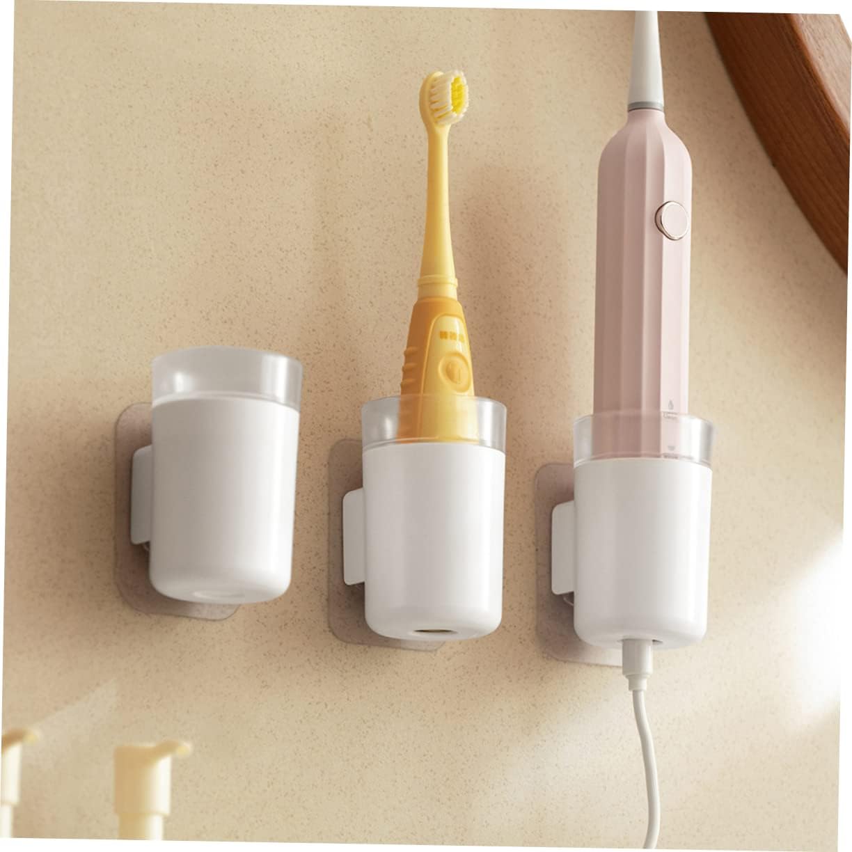 Amosfun 4Pcs Wall-Mounted Electric Toothbrush Holder Organizer