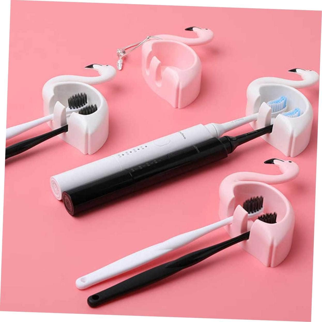 2pcs Pink Flamingo Wall-Mounted Toothbrush Holder