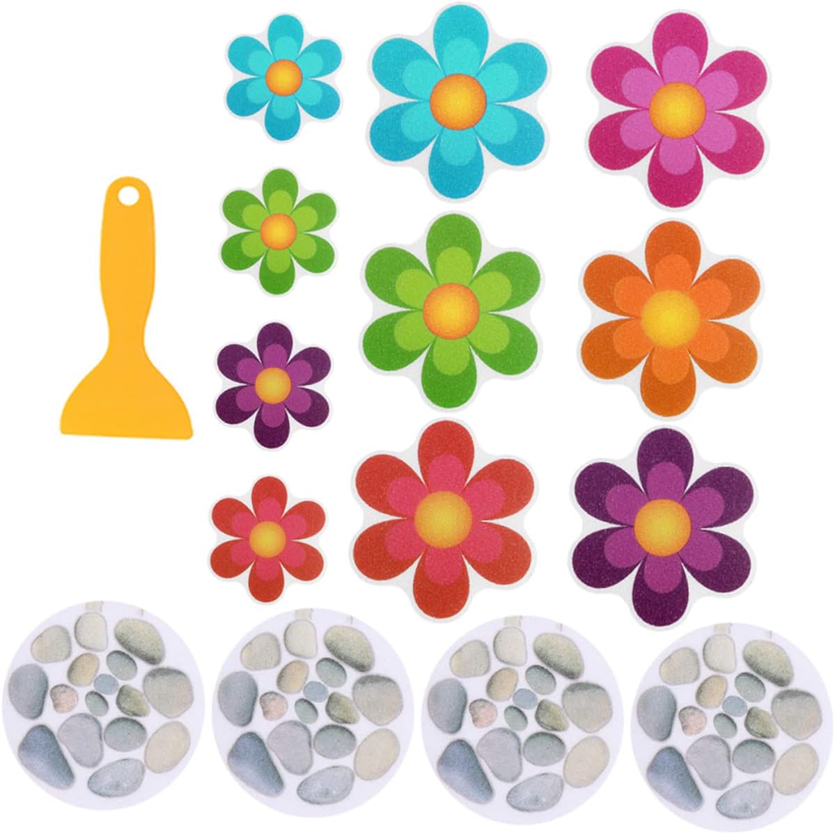 Healifty 14Pcs Anti-Slip Bathroom Stickers with Flower Design