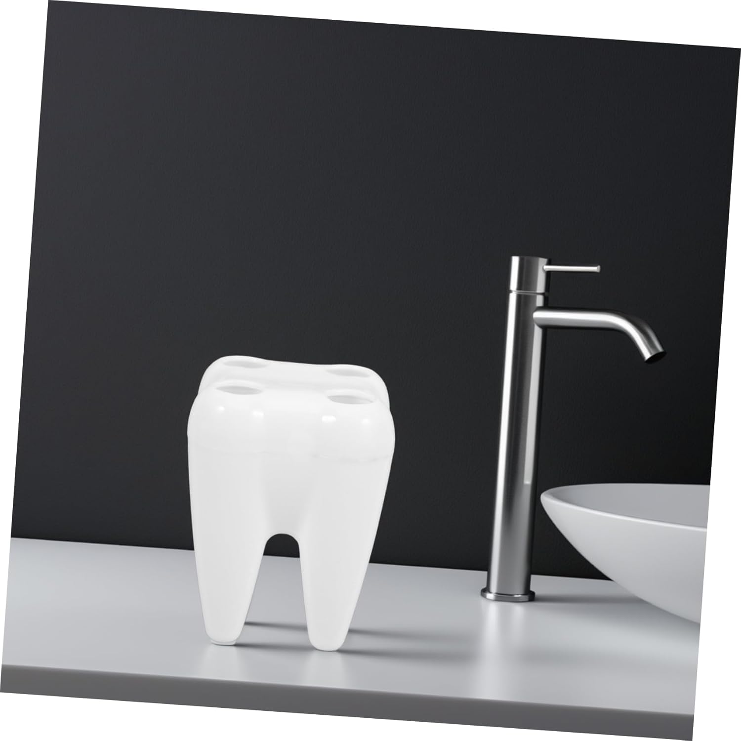 Cabilock 2pcs Cute Tooth Shaped Brush Holder