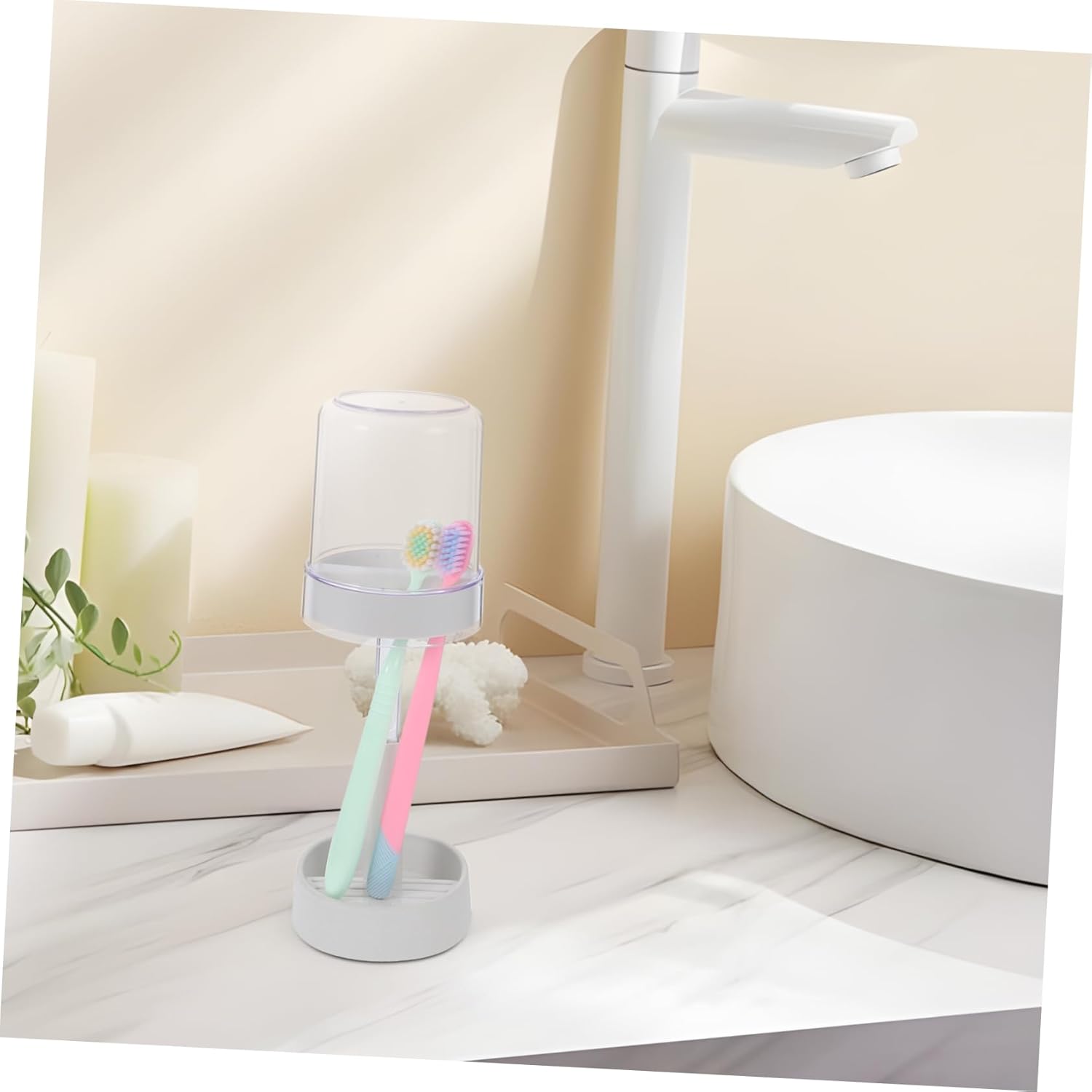 Anneome Toothbrush Holder Cup with Lid and Suction Cups 1