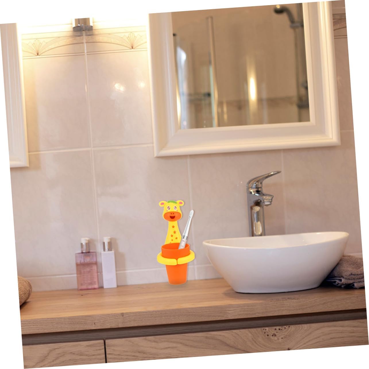 2Sets Cartoon Animal Toothbrush Cup Holder Storage for Bathroom