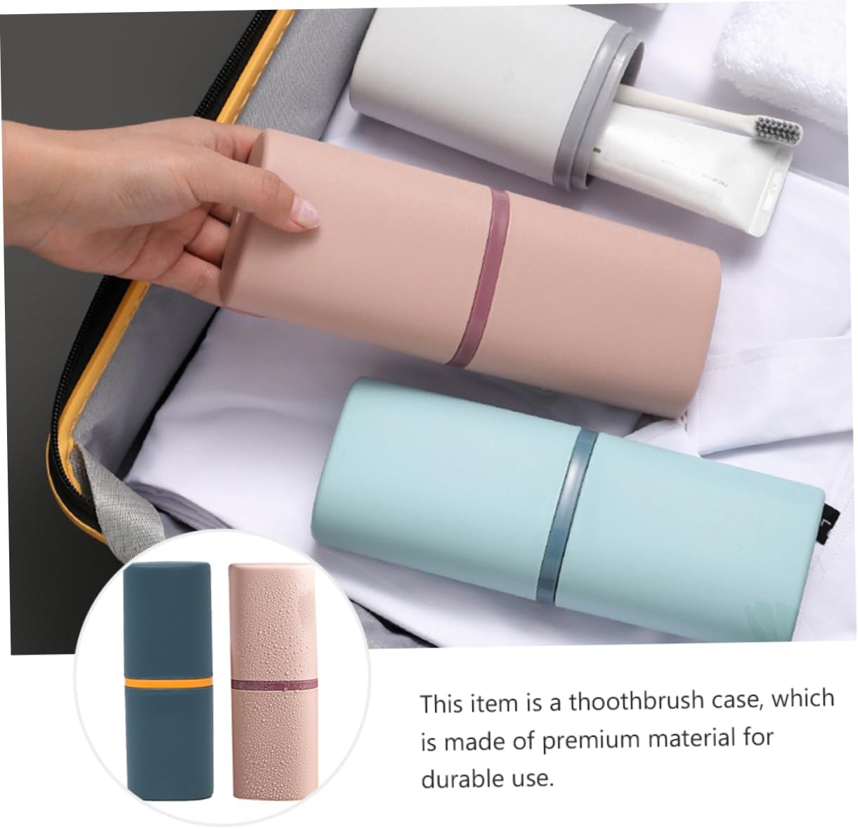 FRCOLOR Two-in-One Toothbrush Holder with Lid