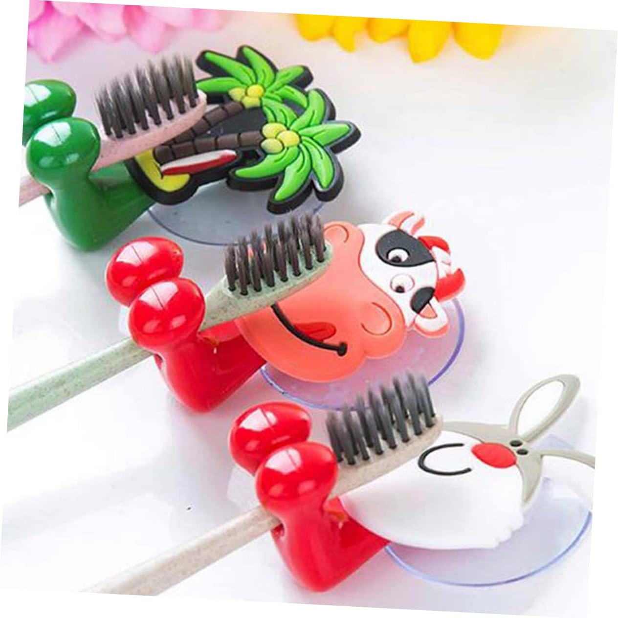 10pcs Cartoon Animal Toothbrush Holder Suction Cup Wall Mount 1