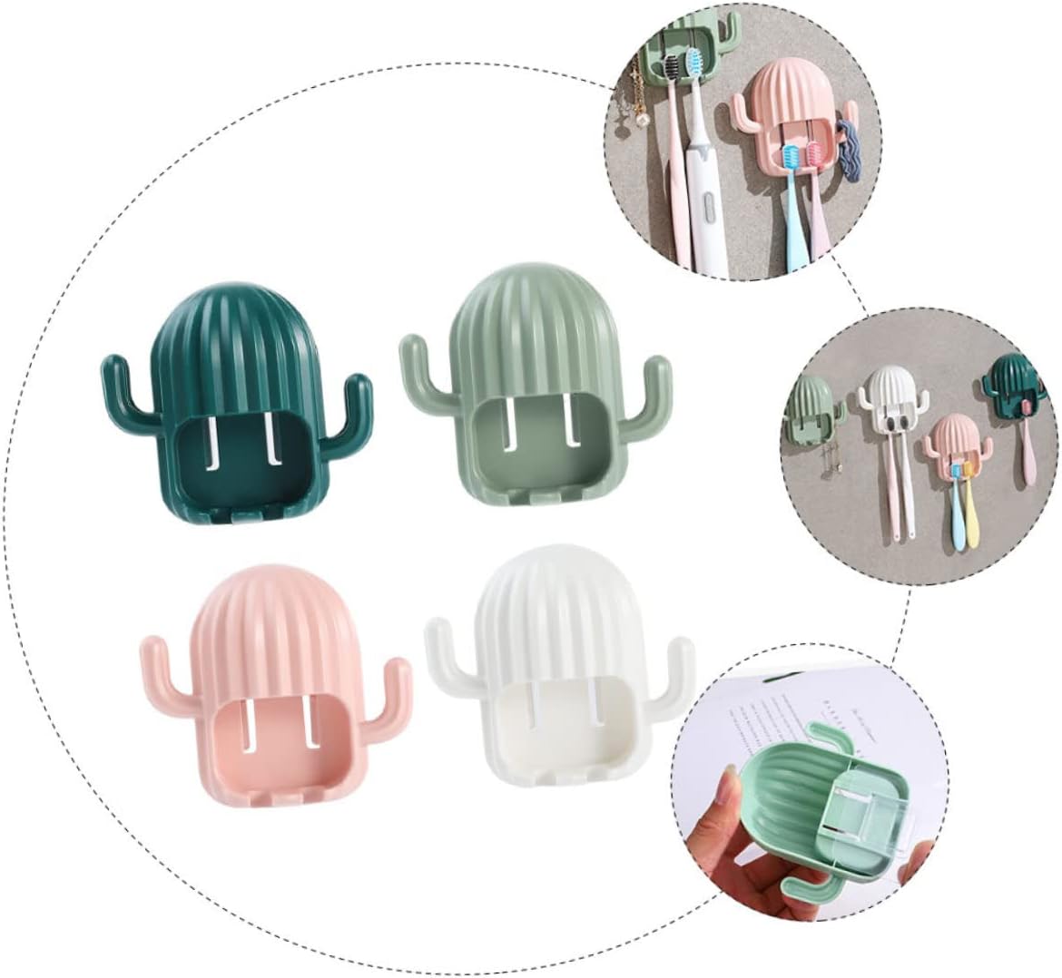 ABOOFAN 4pcs Cactus Toothbrush Holder Set 1