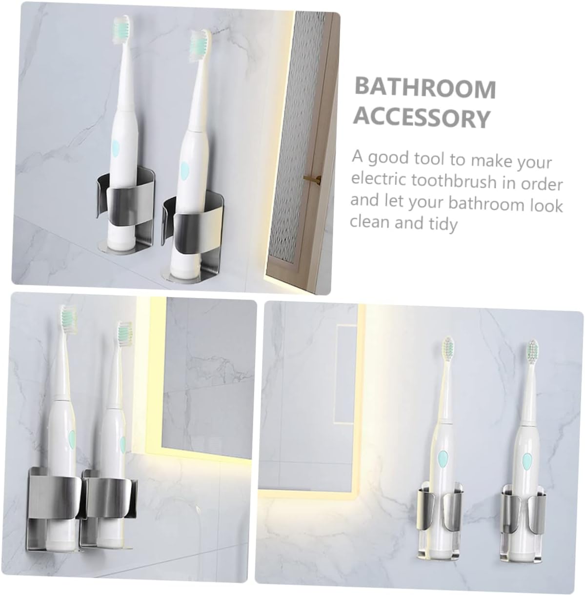 Garneck 6pcs Wall-Mounted Toothbrush Holder with Nail Storage