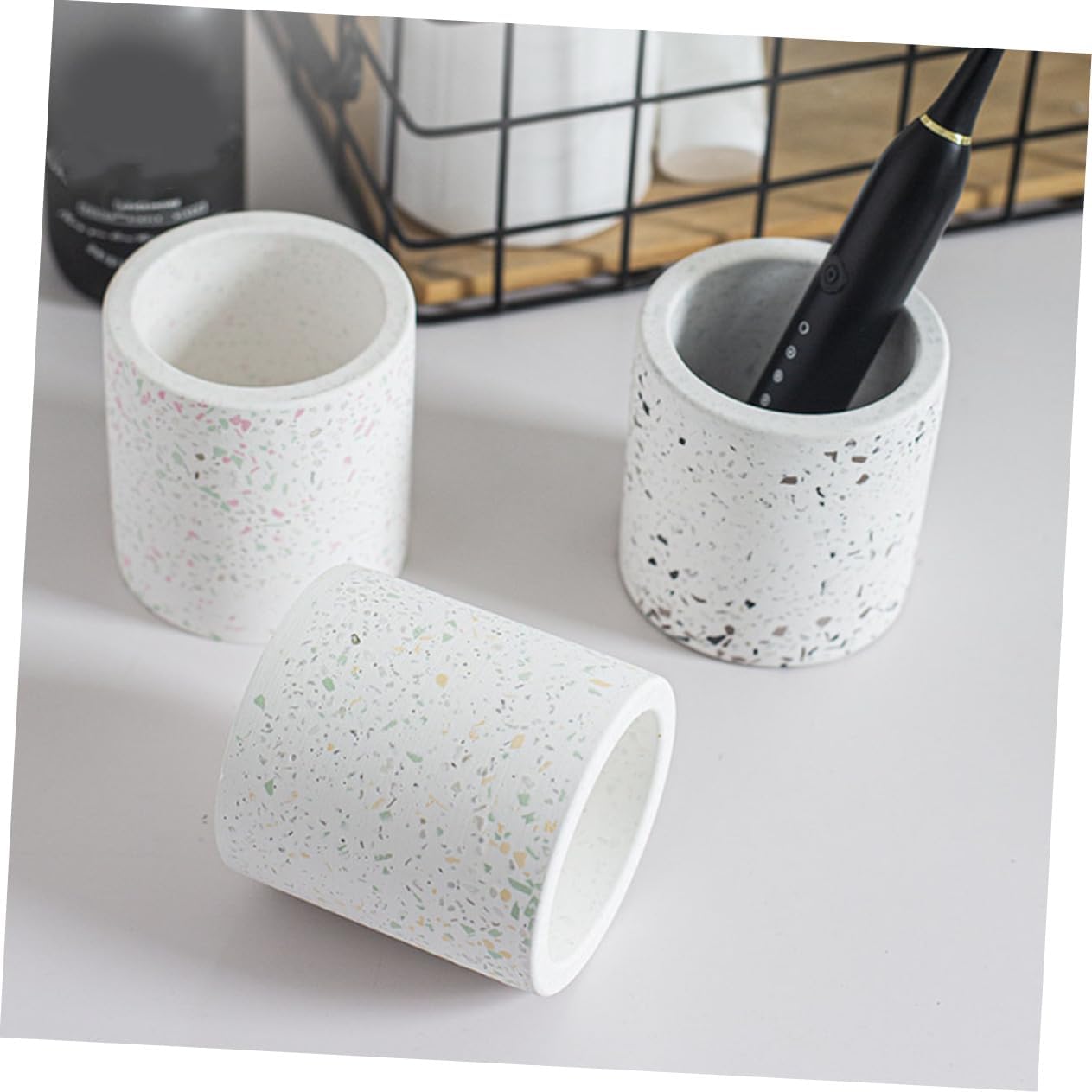 PRETYZOOM Elegant Marble Bathroom Toothbrush Holder Set