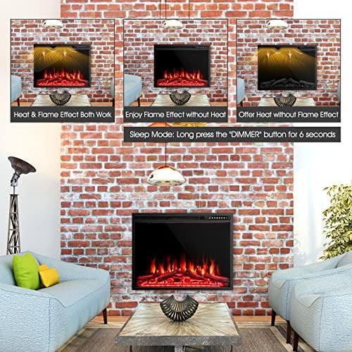 COSTWAY 34-Inch Electric Fireplace with Remote Control