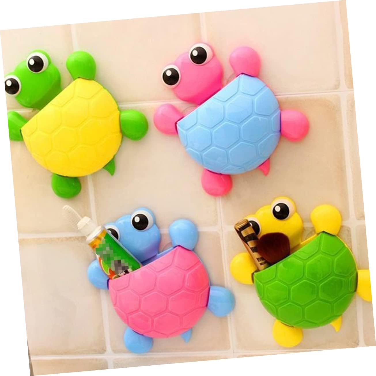 LIFKOME 2pcs Wall Mount Toothbrush Stand with Suction Cup and Toothpaste Holder