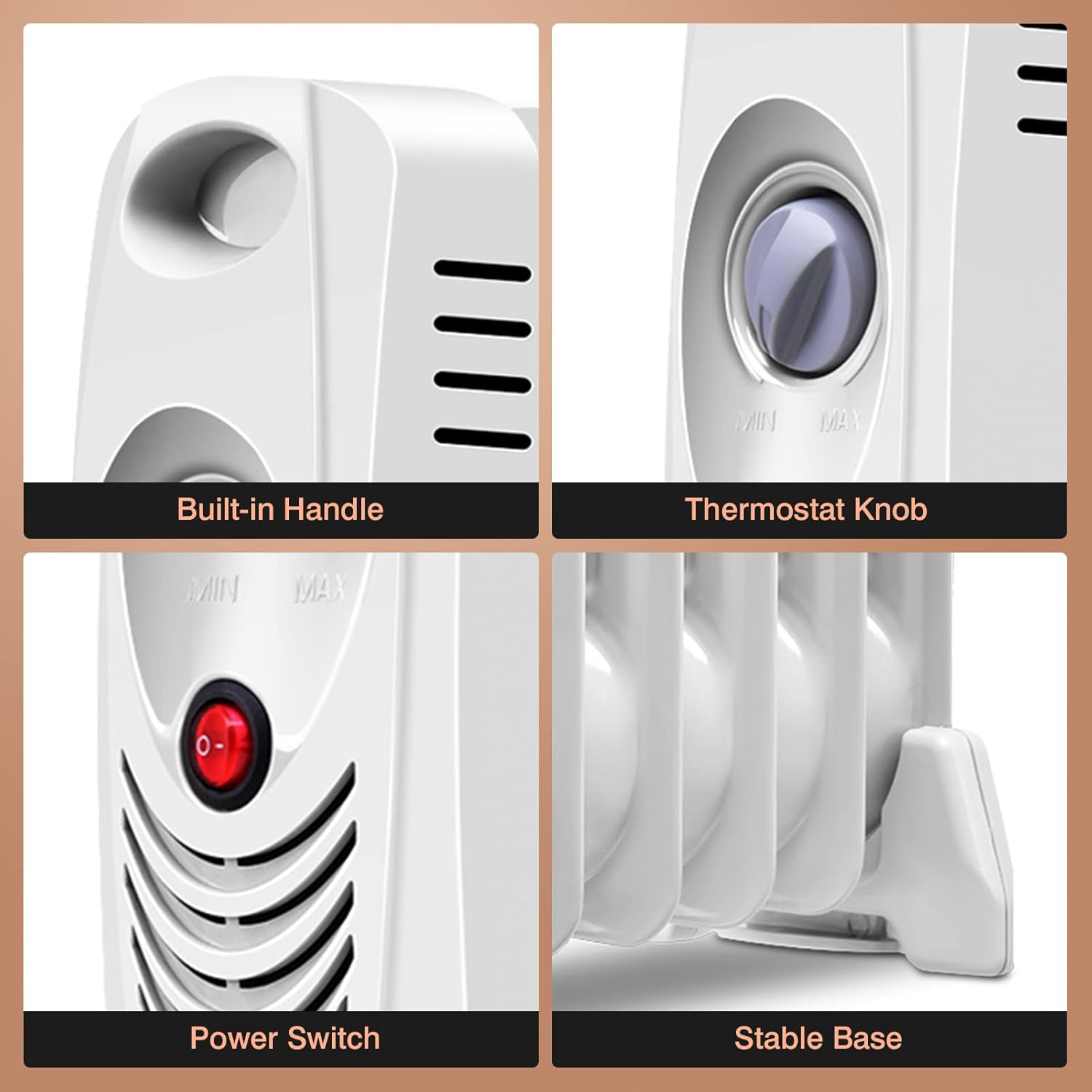 KOTEK 700W Oil Filled Space Heater with Adjustable Thermostat