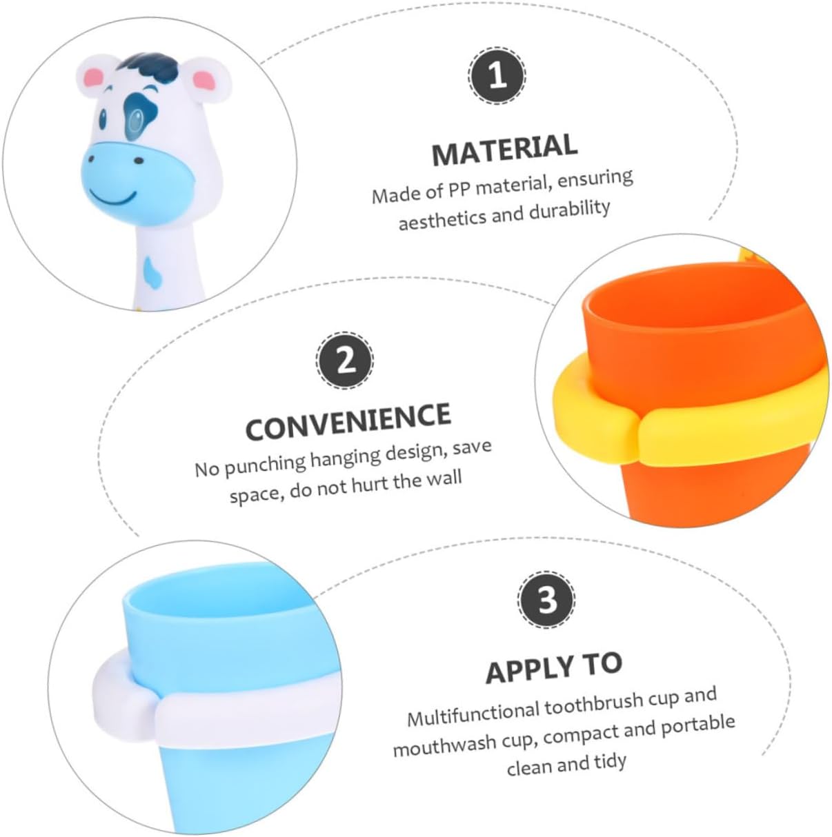 2Sets Cartoon Animal Toothbrush Holder Wall Mounted Storage Rack for Bathroom