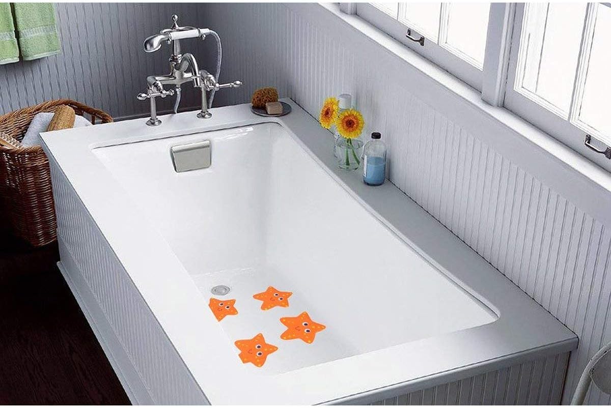 5PCS Non-Slip Bathtub Stickers Safety Treads Set Orange