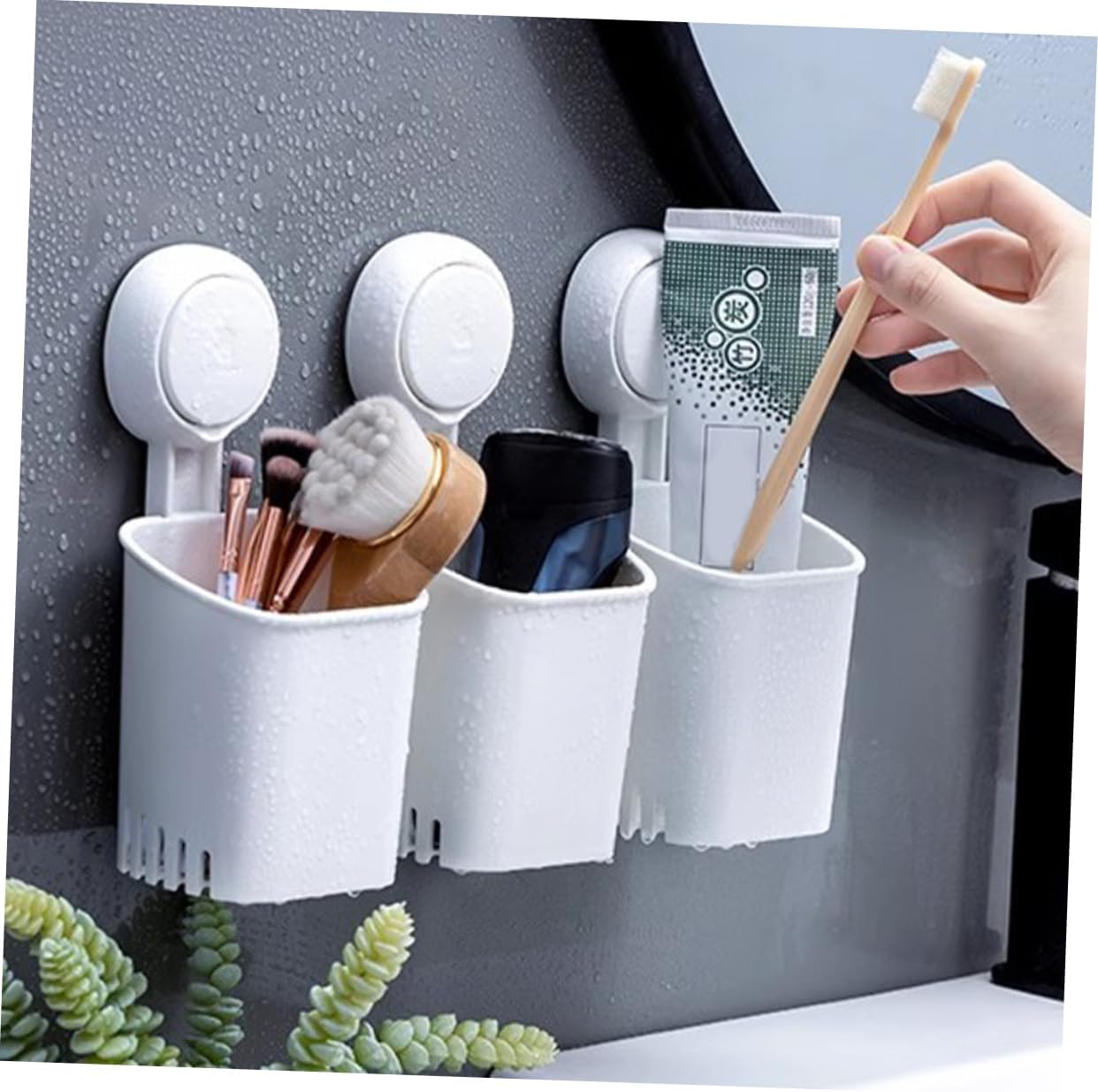 Space-Saver Wall Toothbrush Holder Suction Cup No Drill 1