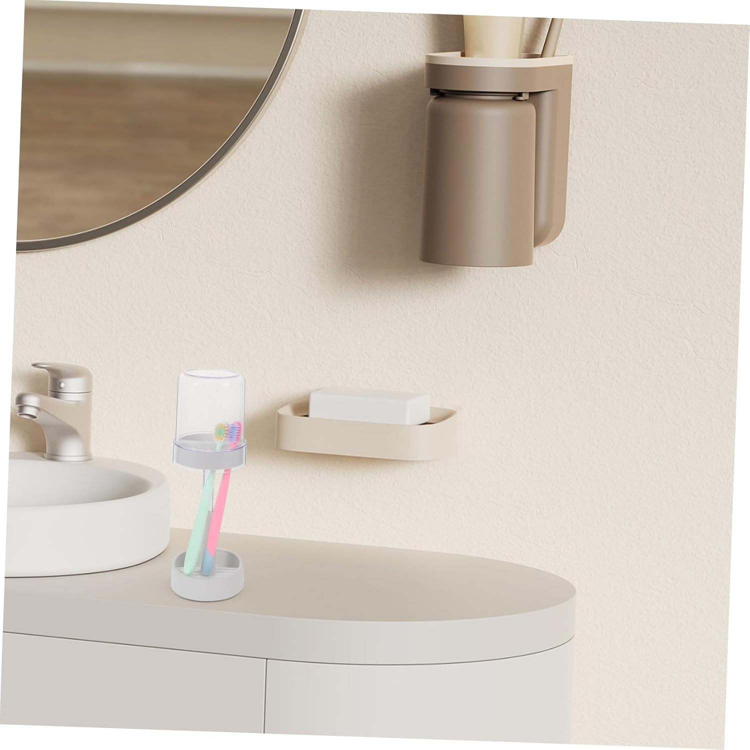 UTHCLO Toothbrush Holder with Cups Slot and Protective Lid 1