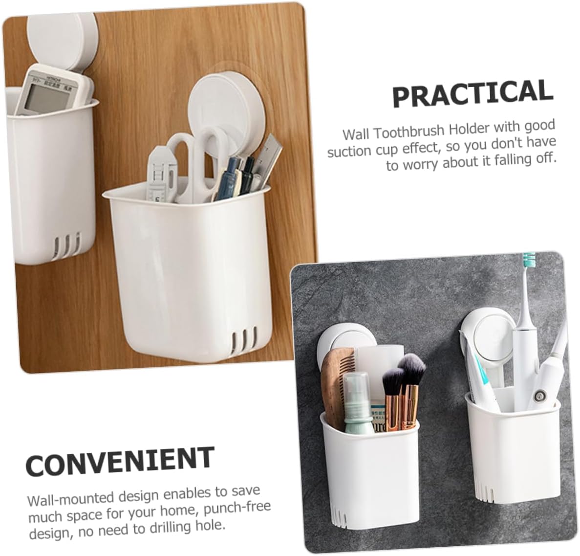 Happyyami Suction Cup Toothbrush Holder 2 Pack