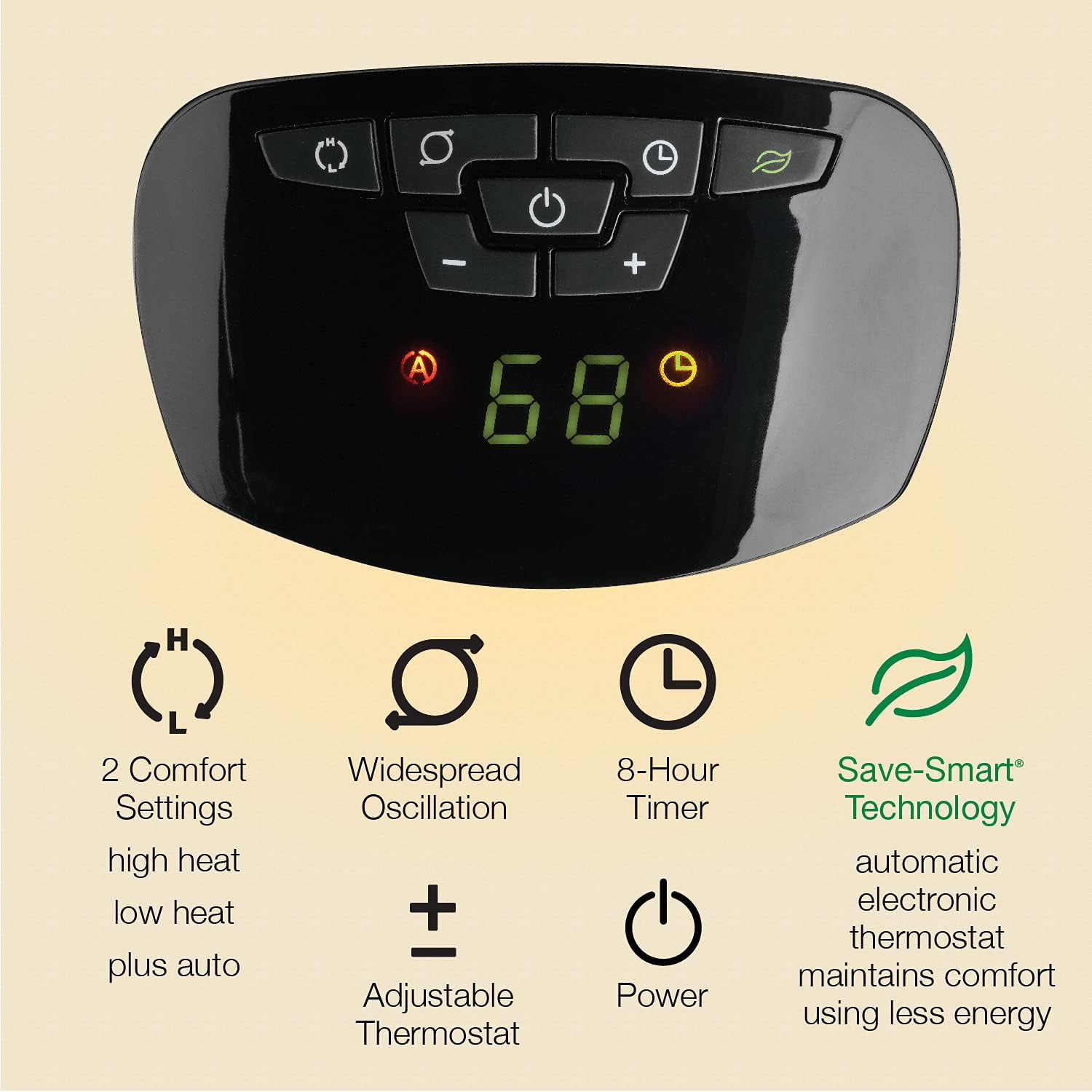 Lasko Portable Oscillating Space Heater with Digital Display and Remote Control