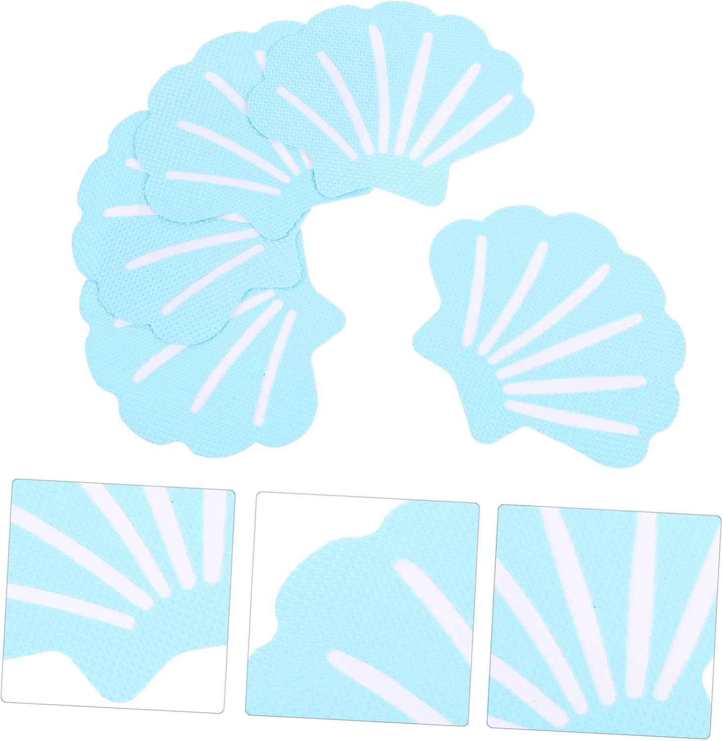 12Pcs Blue Shell Shape Non-Slip Bath Stickers for Kids Safety