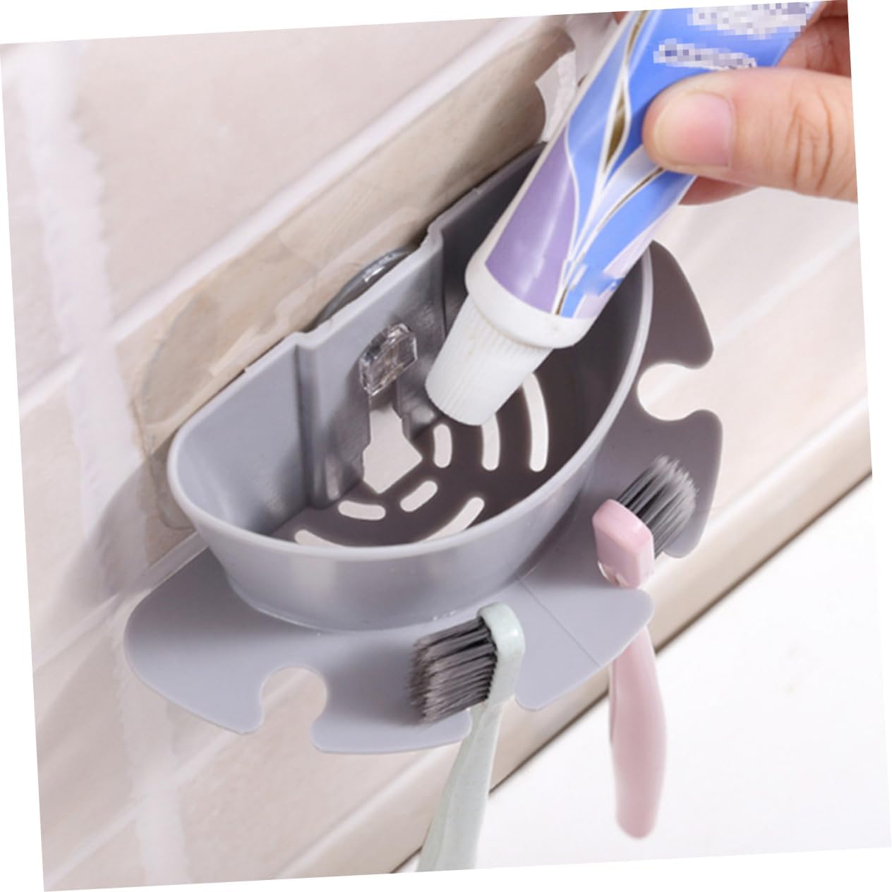 FOYTOKI Self Adhesive Bathroom Wall Toothbrush Holder