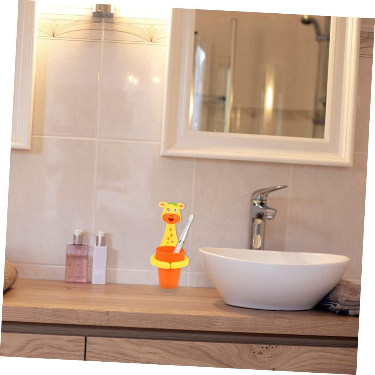 LIFKOME 2 Sets Cartoon Animal Wall Mounted Toothbrush Holder
