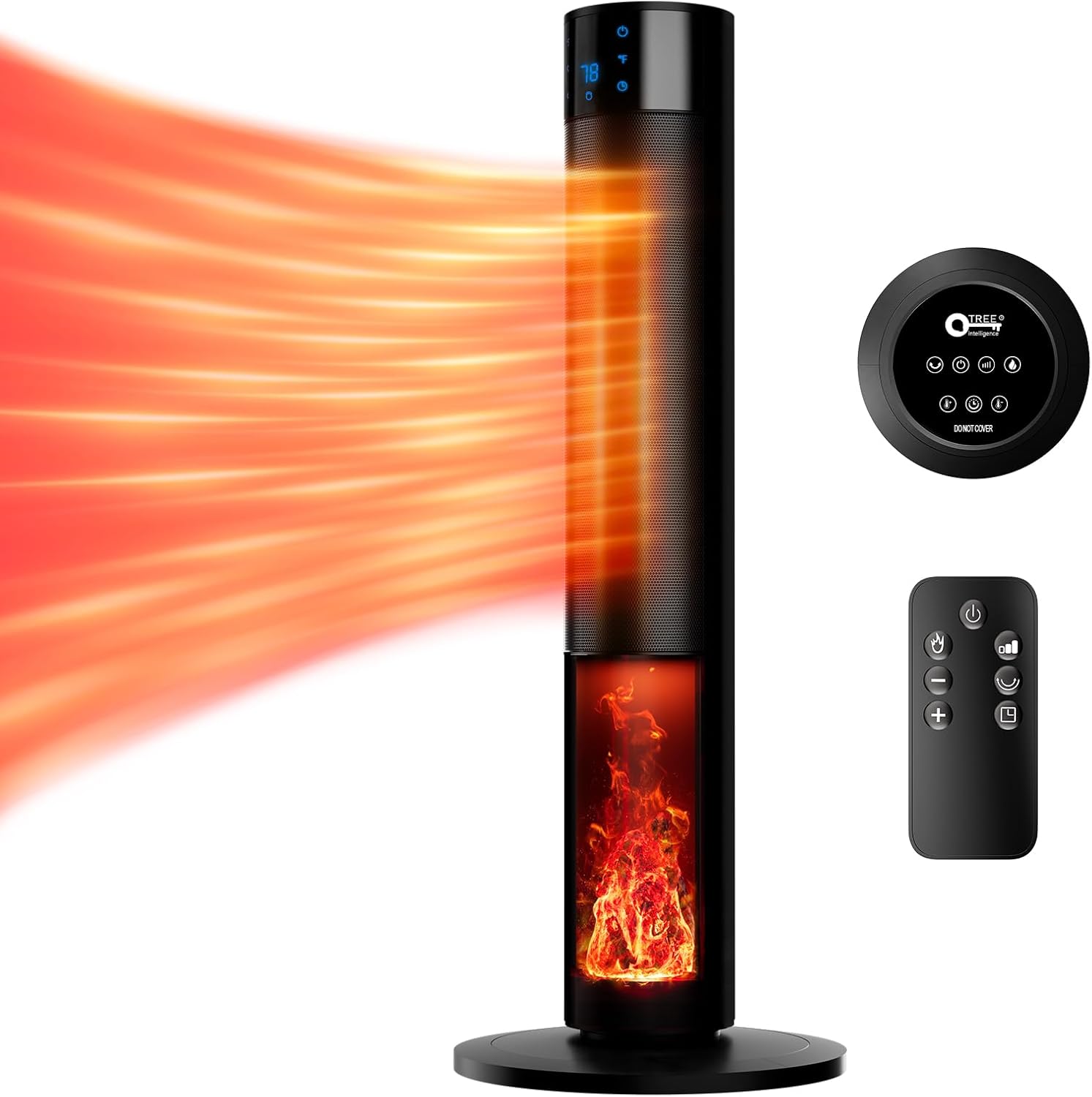 1500W Portable Space Heater with Fireplace and Remote Control