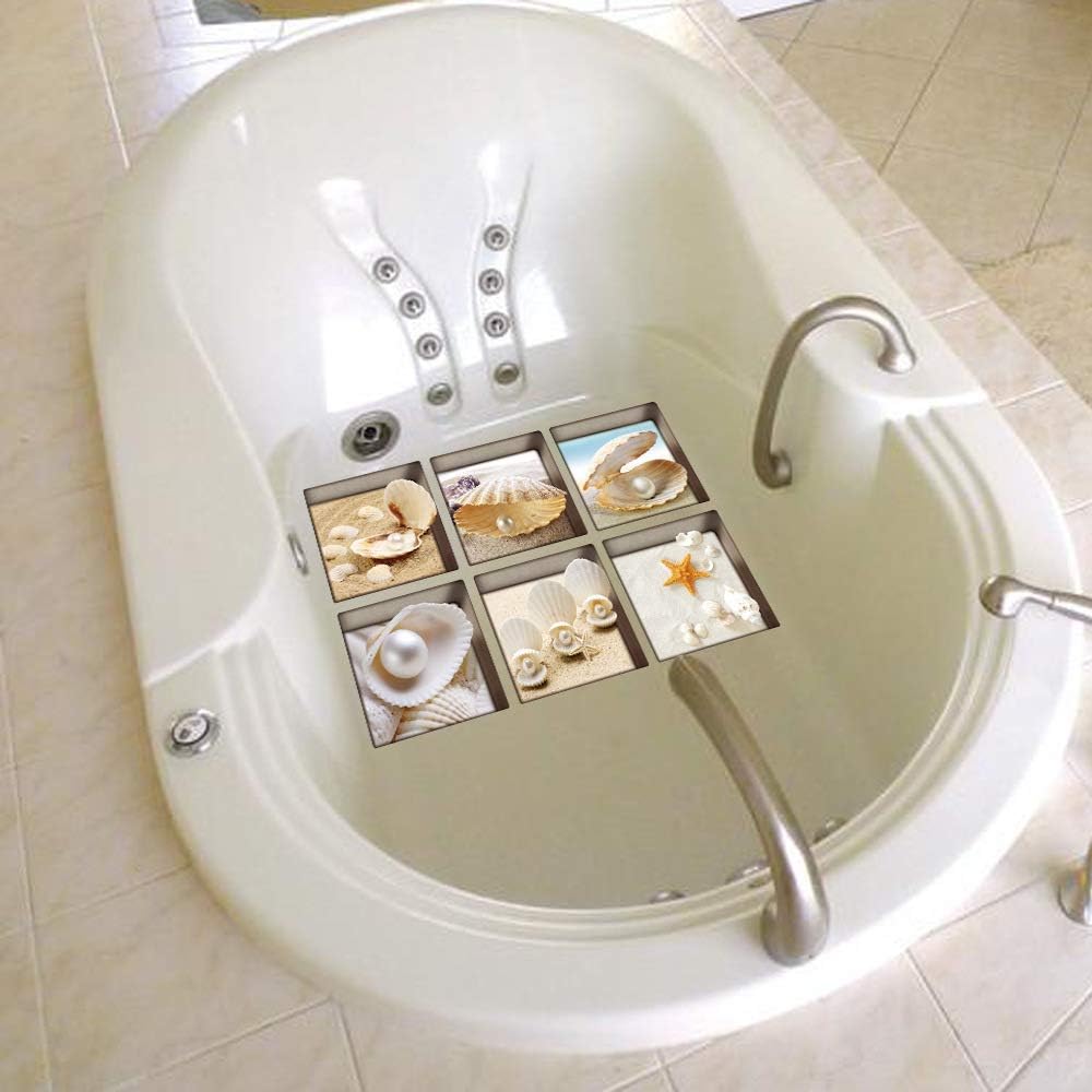 AILEGOU 3D Non-Slip Bathtub Stickers 6 Pieces