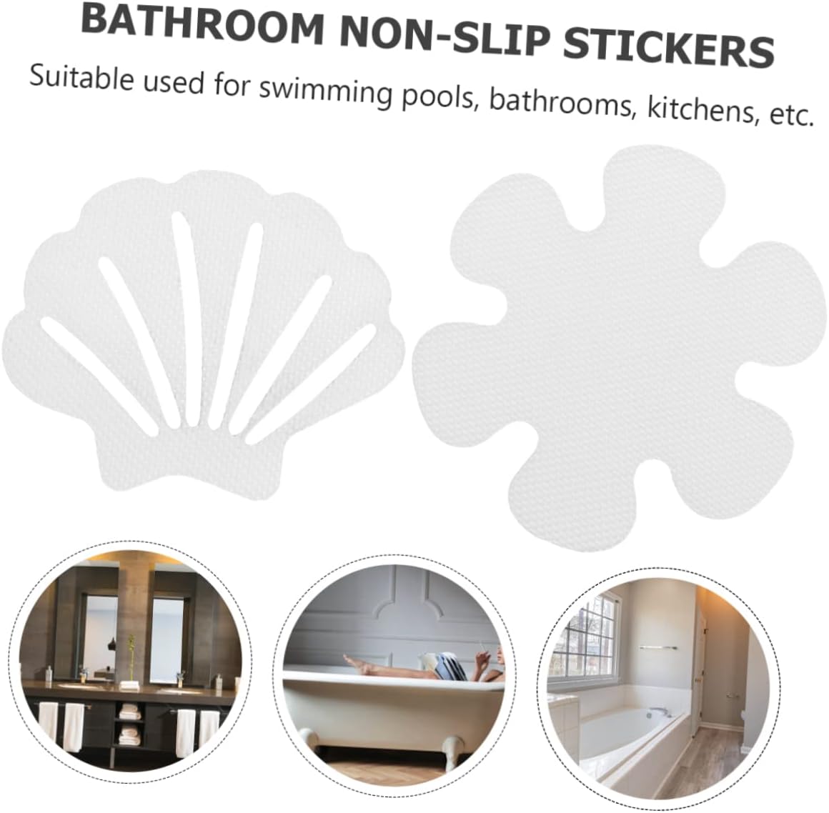 LABRIMP 2 Sets Bathtub Stickers Slip-Proof Flower and Shell Design