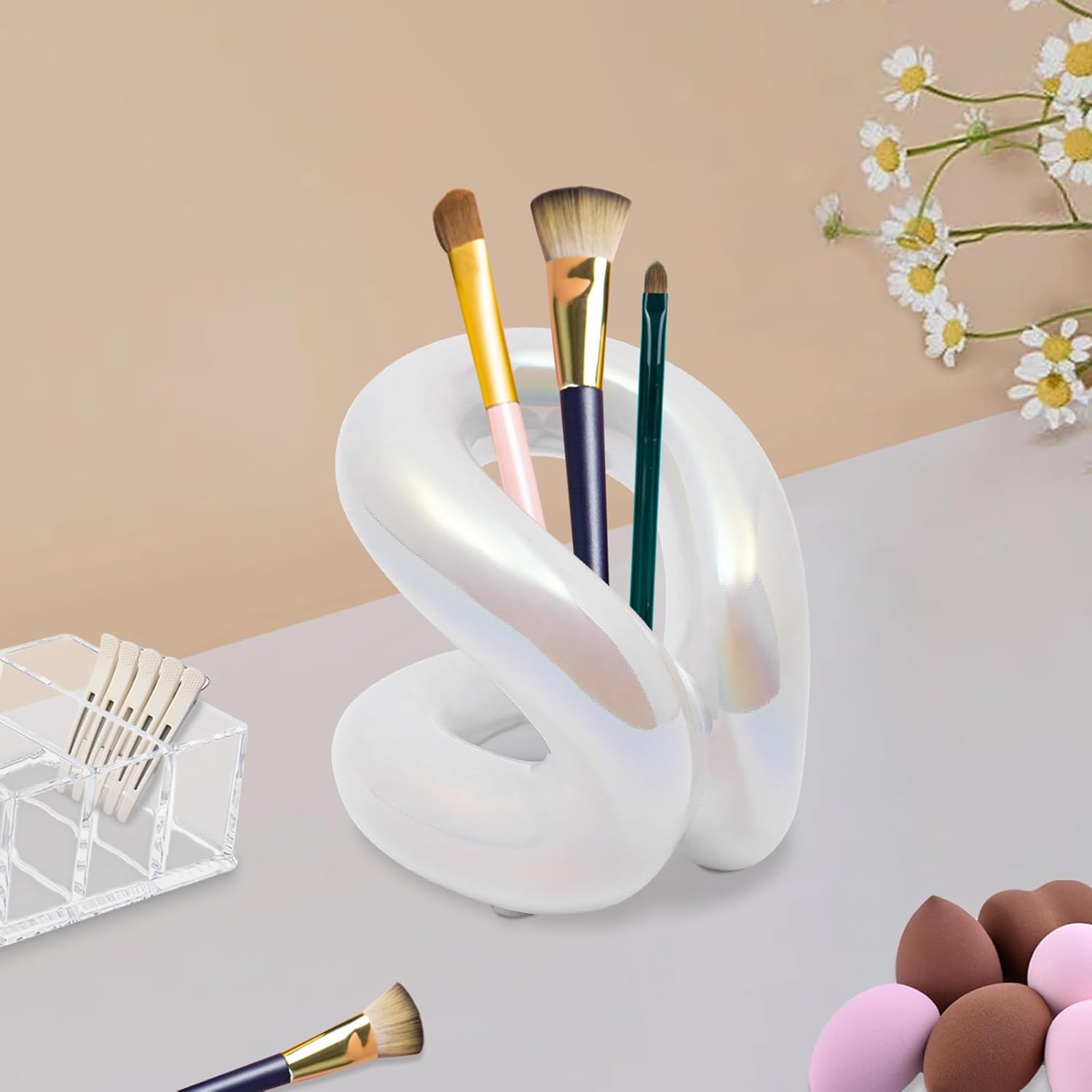 DYRABREST Ceramic Toothbrush Holder for Vanity Countertop