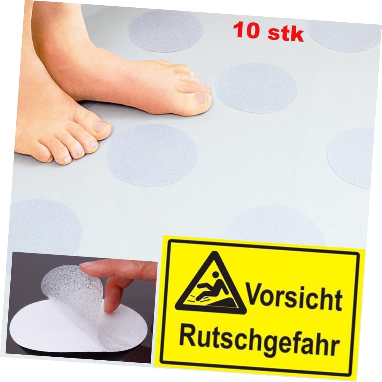 PRETYZOOM 10 Pcs 4x4 Anti-Slip Bathtub Stickers