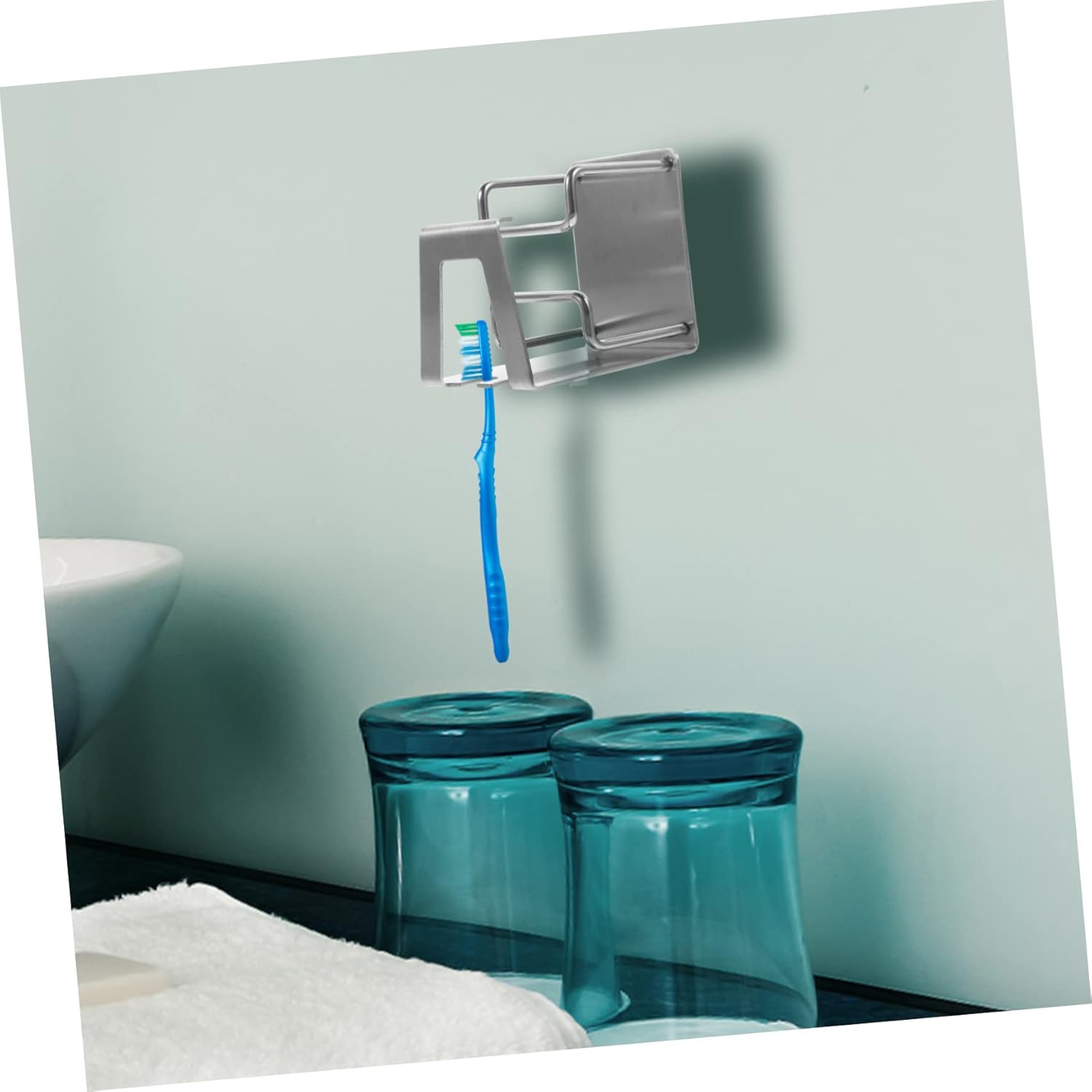 PRETYZOOM Wall Toothbrush Holder Stainless Steel Easy Install 1
