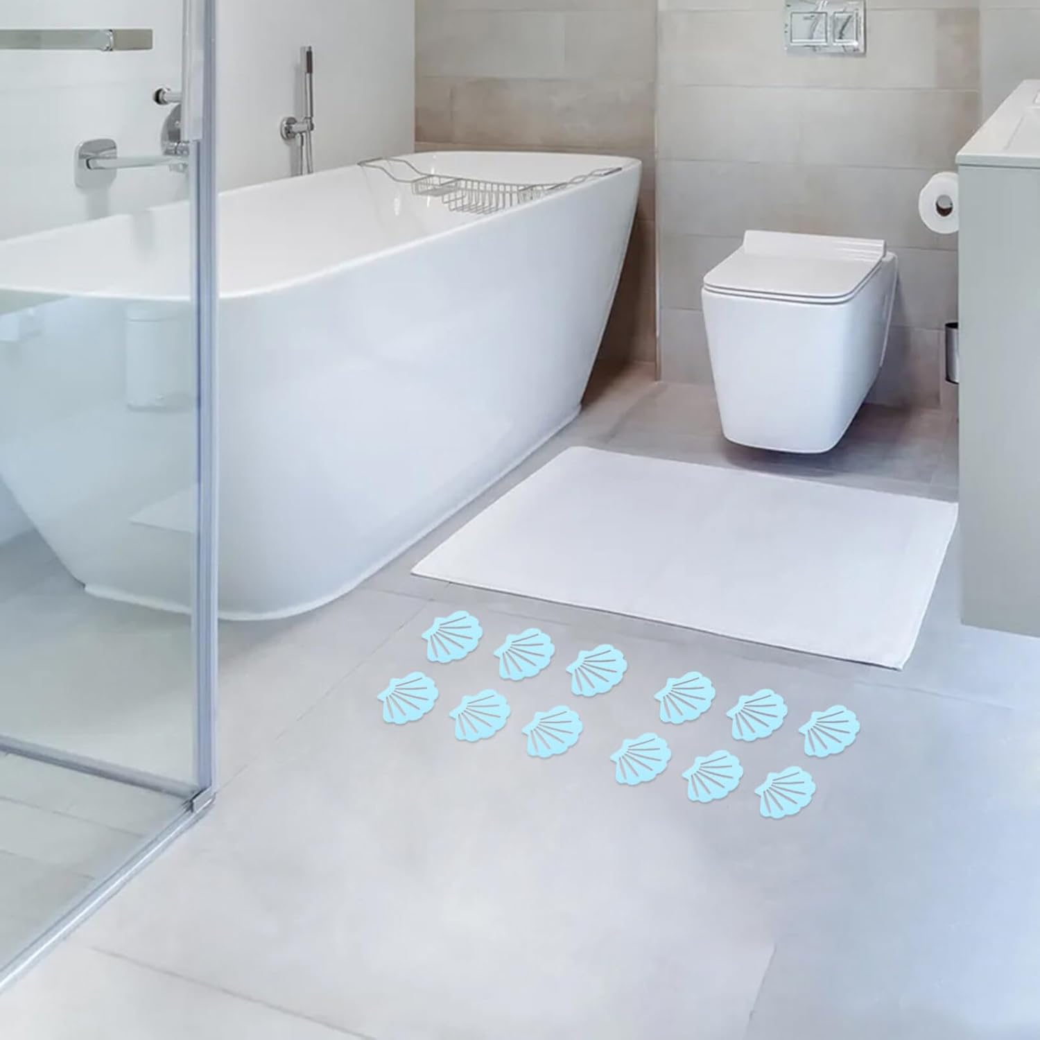 HOLIDYOYO Non-Slip Bathtub Stickers - 12pcs Shell Shaped Safety Treads