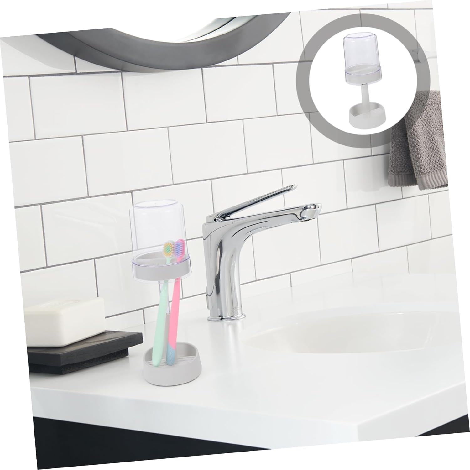BUGUUYO Toothbrush Holder with Cover and Cup Slots 1